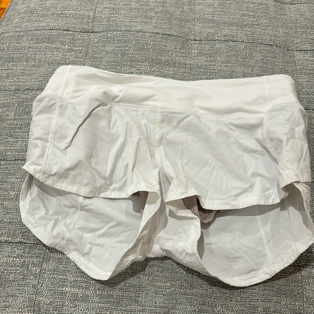 white speed up lululemon shorts